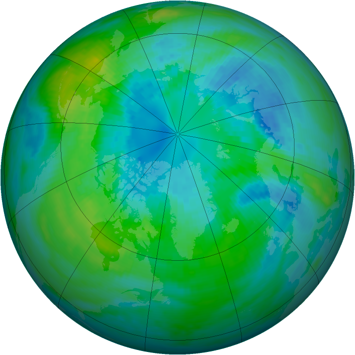 Arctic ozone map for 03 October 1991